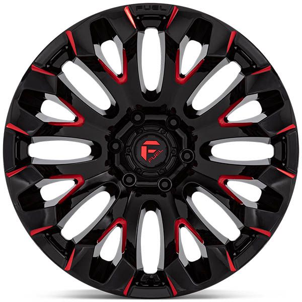 Fuel Quake D829 Gloss Black Milled w/red tint